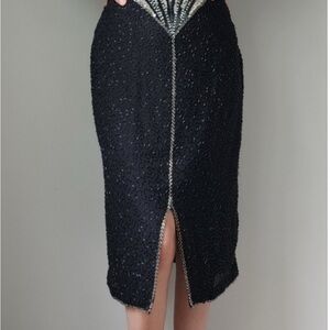 Landau Elegant Black Pencil Skirt with Bead Accents